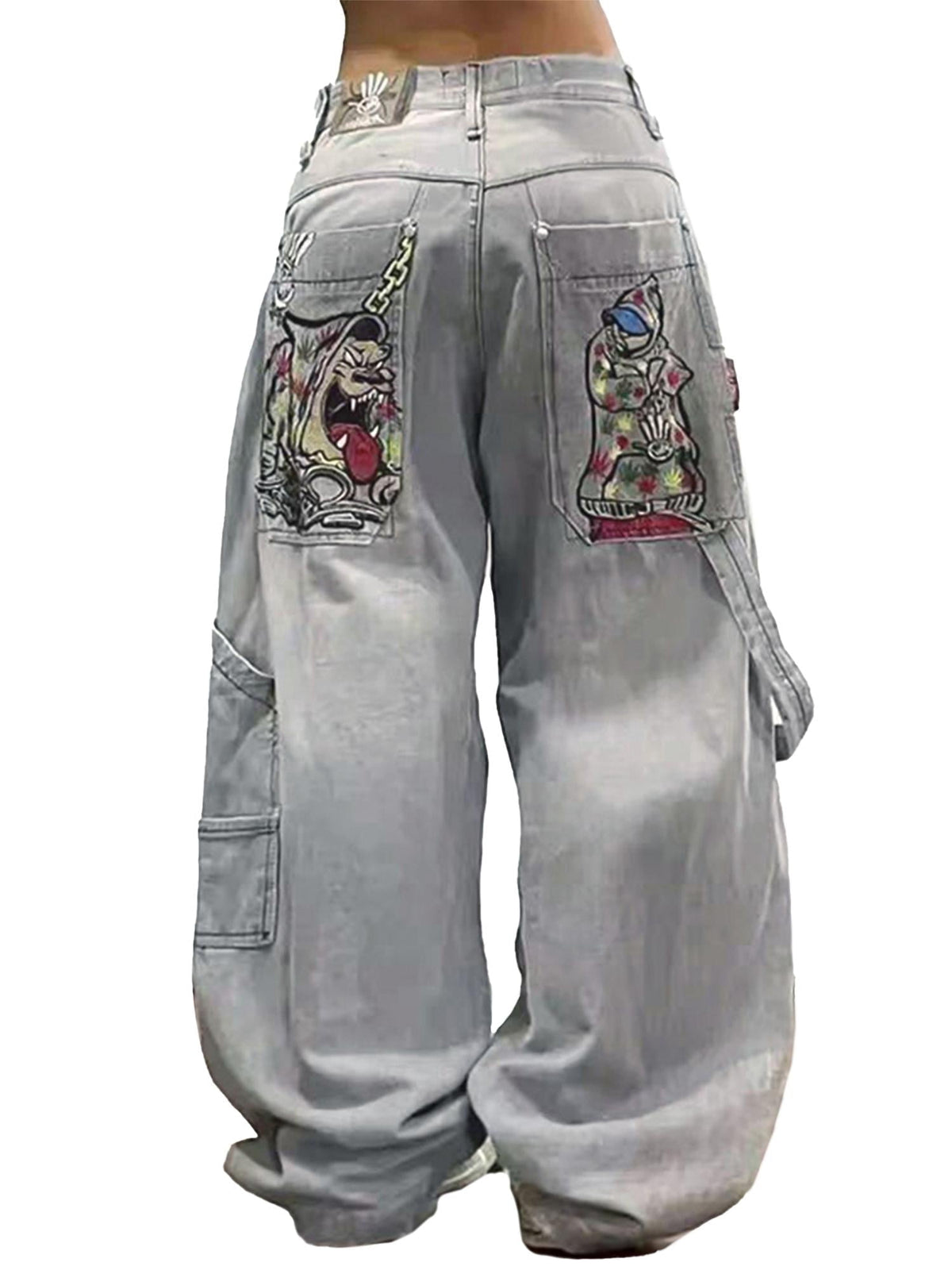 EMMIOL Women's Baggy Barrel Jeans Y2K Vintage Wide Leg Jeans Mid Waist 90s Hip Hop Boyfriend Fit Denim Pants