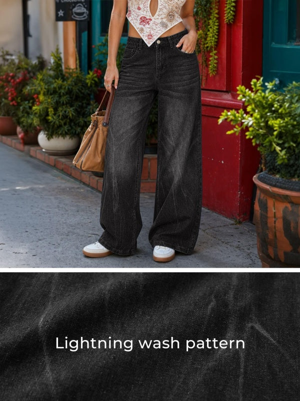 Women High Waisted Wide Leg Jeans