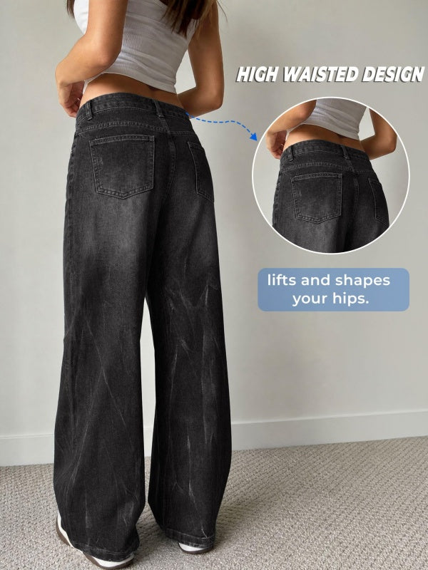 Women High Waisted Wide Leg Jeans