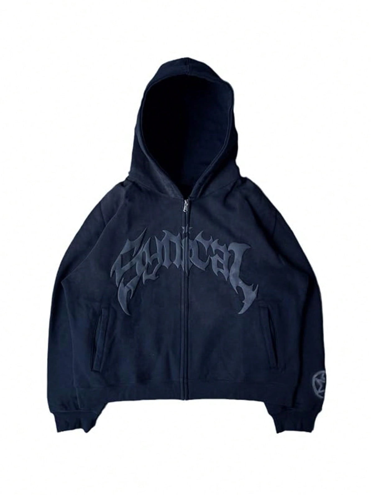 EMMIOL Women's and Men's Y2K Street Oversized Black Hoodie with Gothic Graphic, Roomy Hood & Side Pockets