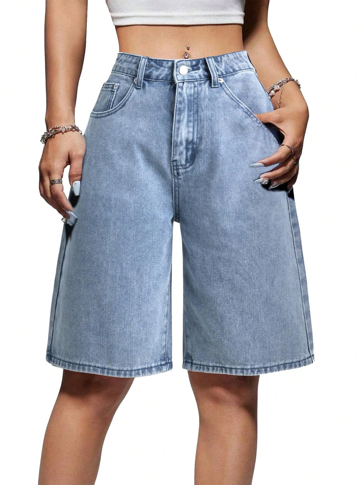 EMMIOL Women's Denim Shorts Mid-Low Waist Jean Shorts for Women,Y2K Vintage Fall Streetwear XS-XXXL