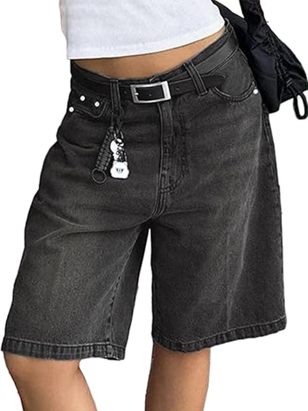 EMMIOL Women's Denim Shorts Mid-Low Waist Jean Shorts for Women,Y2K Vintage Fall Streetwear XS-XXXL