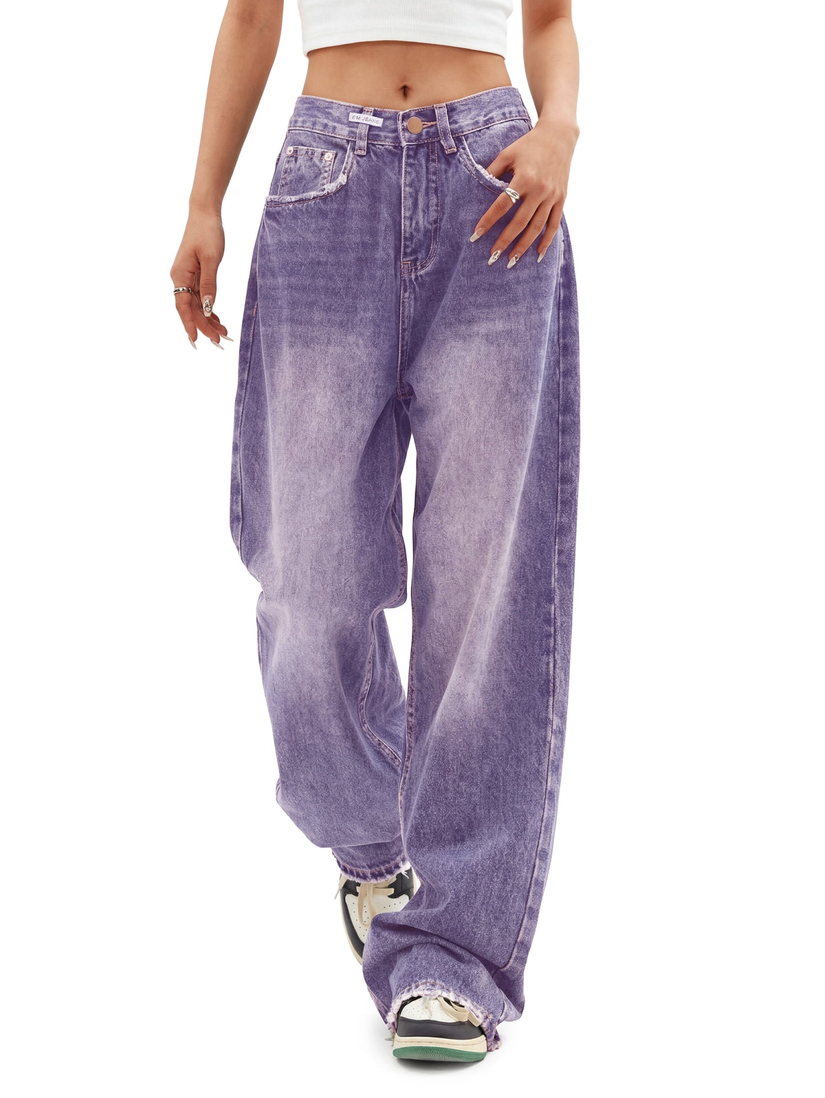 EMMIOL Women's Y2K Barrel Baggy Jeans Stretch High Waist Wide Leg Jeans Vintage Boyfriend Denim Pants