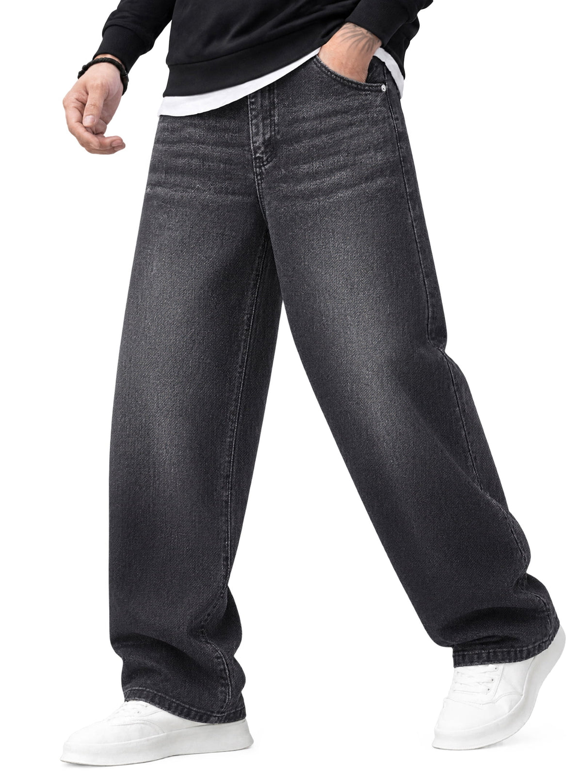 EMMIOL Men's Wide Leg Baggy Loose Fit Denim Jeans, Y2K Vintage Hip Hop 90s Streetwear