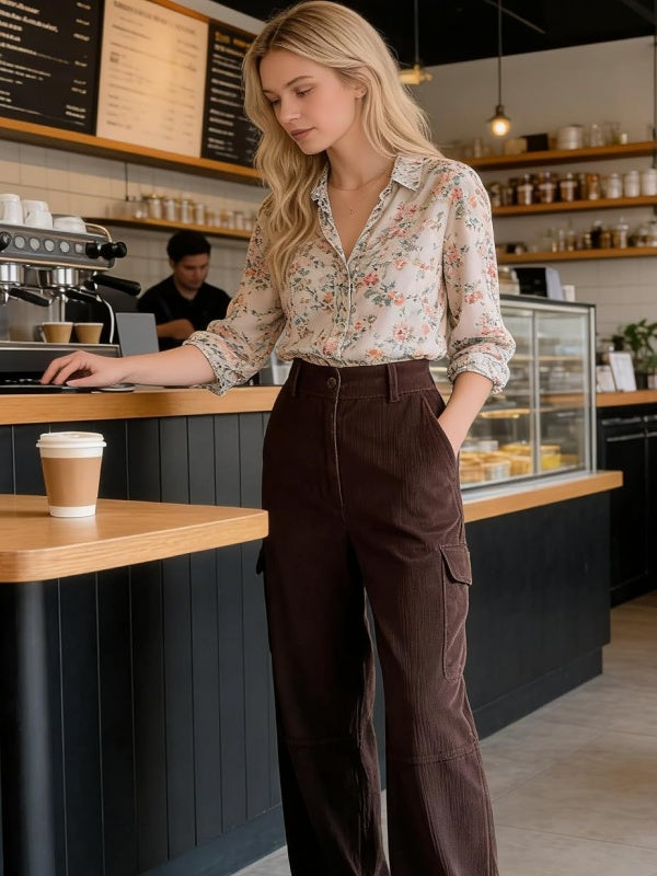 High-Waisted Corduroy Pants