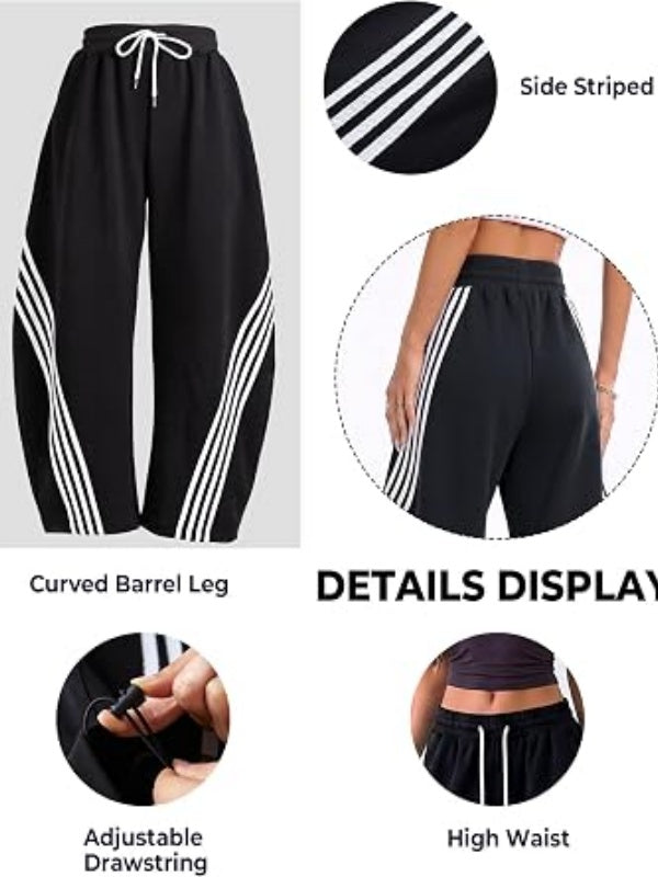 Women’s Barrel Wide Leg Striped Sweatpants