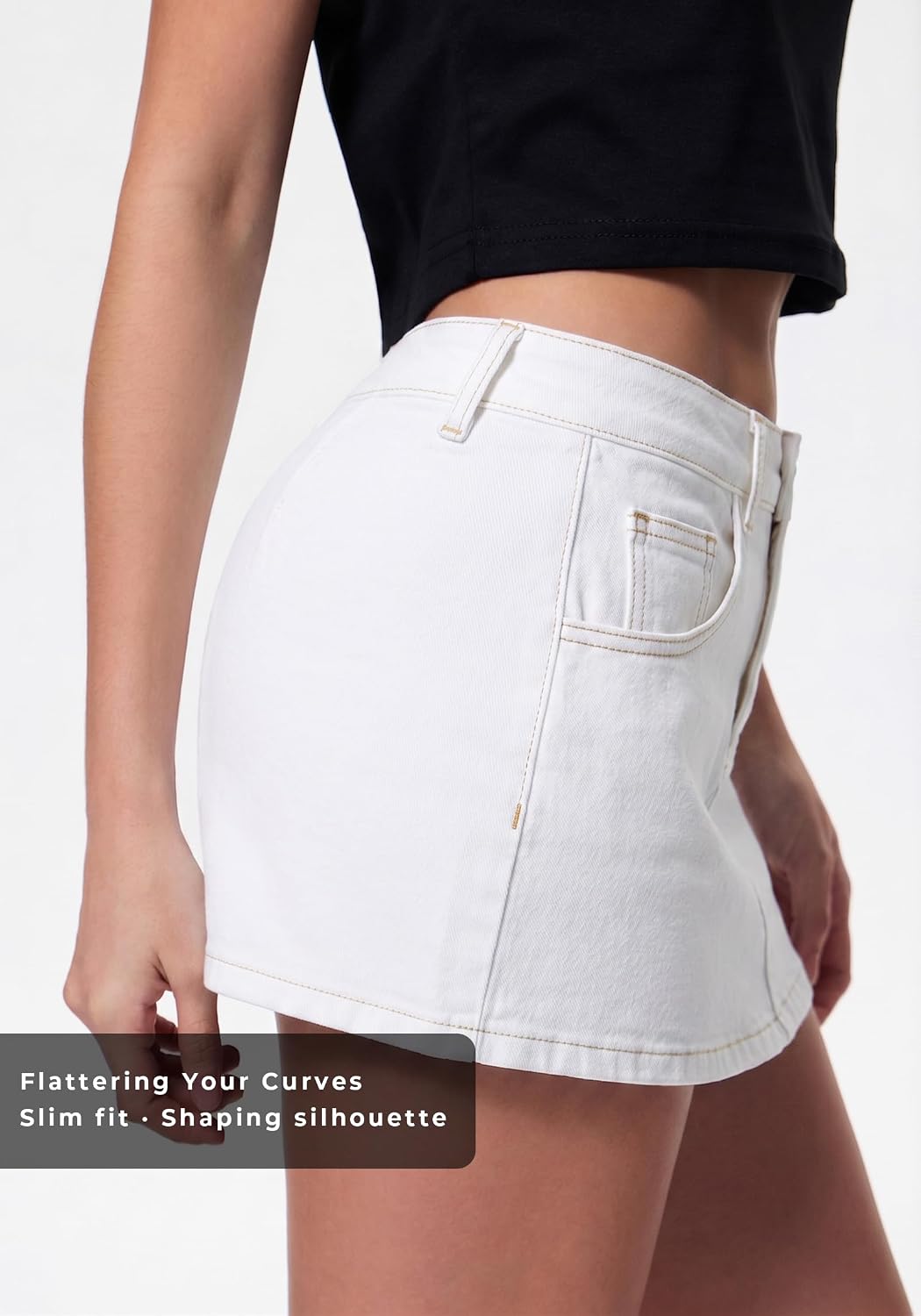 EMMIOL Women Denim Skort Skirt Stretchy Mid Waist Y2K Sexy Mini Skirts | Dressy Casual Jean Skorts with Undershorts Trendy Fall Dating Clothes