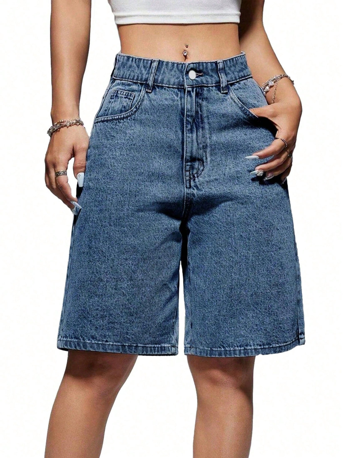 EMMIOL Women's Denim Shorts Mid-Low Waist Jean Shorts for Women,Y2K Vintage Fall Streetwear XS-XXXL