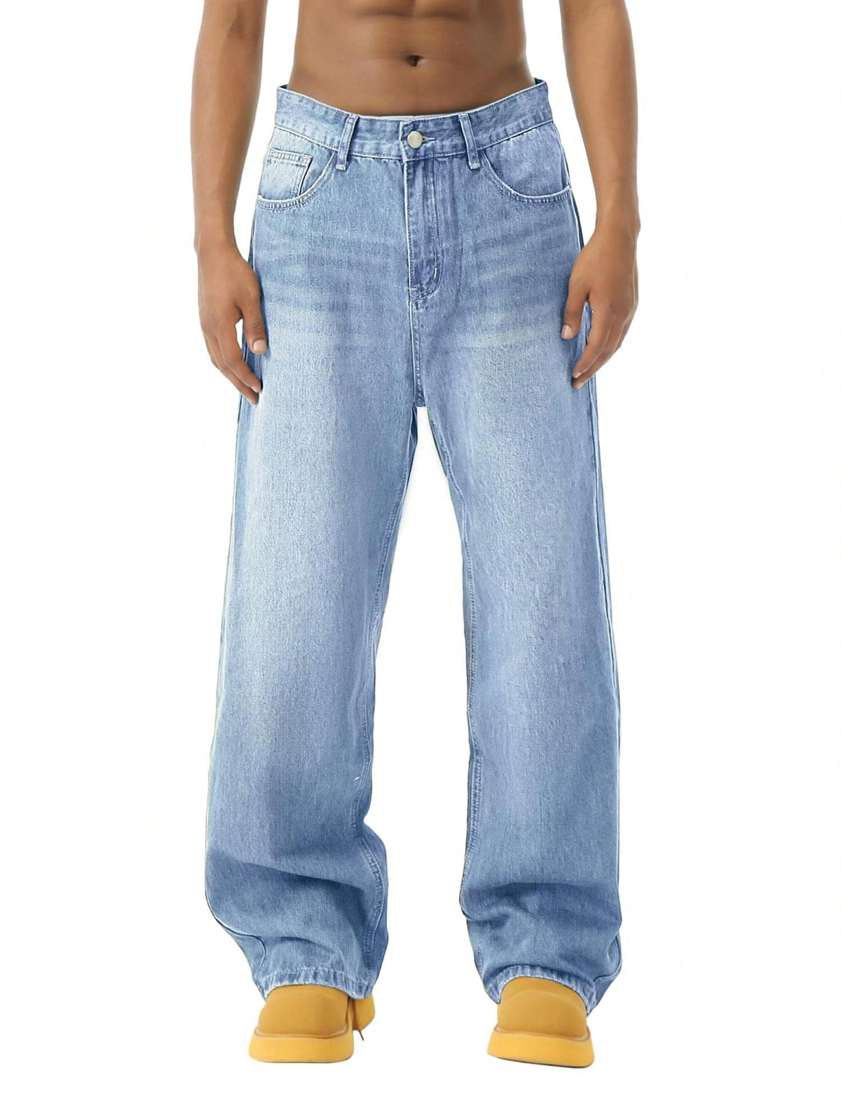 EMMIOL Men's Wide Leg Jeans Y2K Vintage Baggy Jeans 90s Hip Hop Streetwear Loose Fit Denim Pants