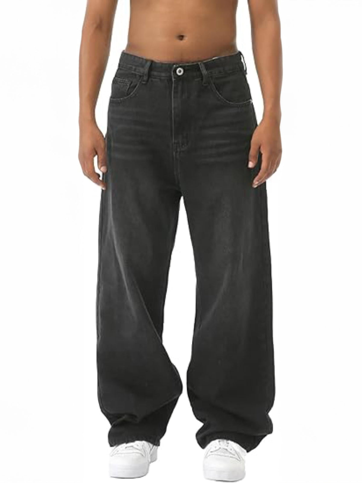 EMMIOL Men's Wide Leg Jeans Y2K Vintage Baggy Jeans 90s Hip Hop Streetwear Loose Fit Denim Pants