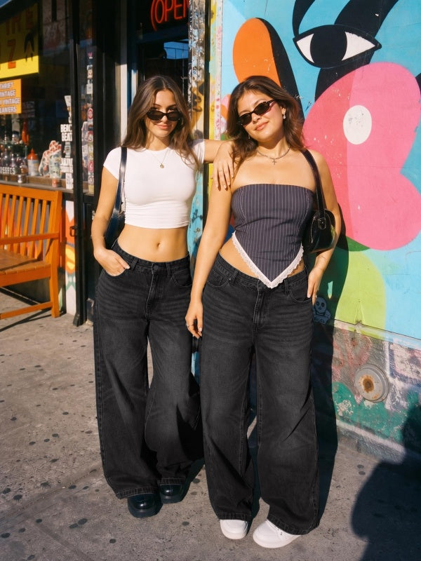 Mid Rise Wide Leg Jeans