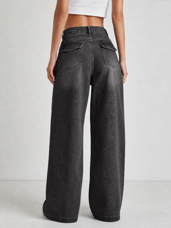 Mid Rise Wide Leg Jeans