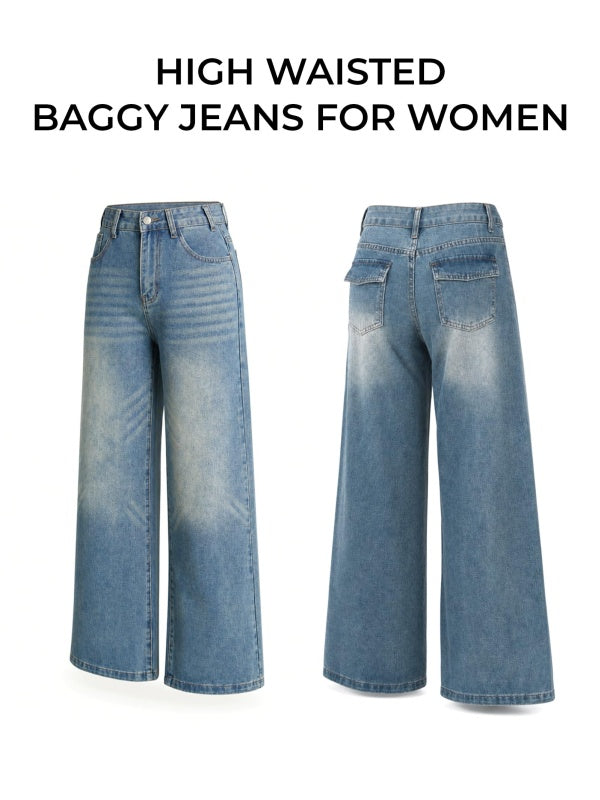 Mid Rise Wide Leg Jeans
