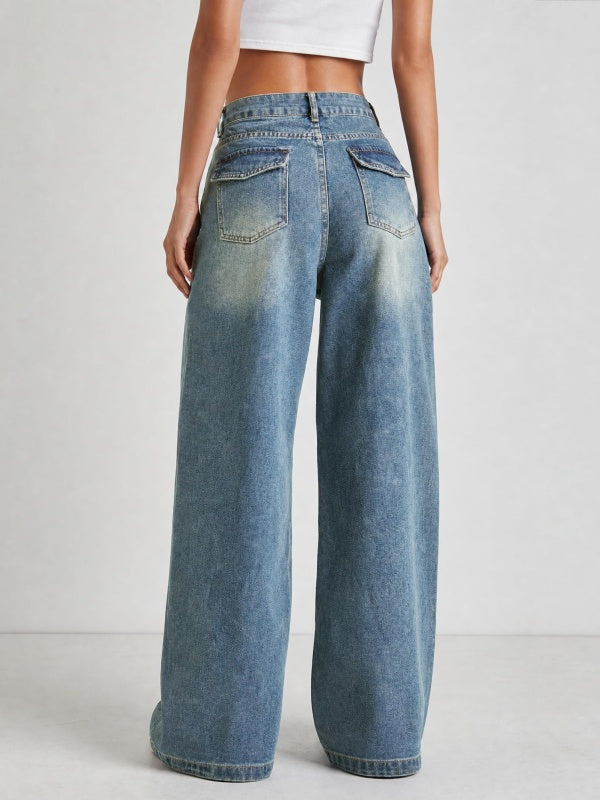 Mid Rise Wide Leg Jeans