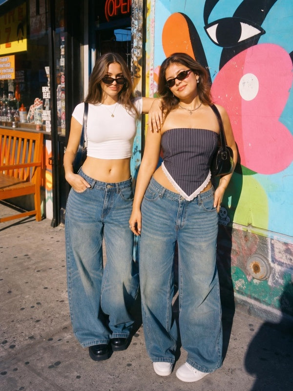 Mid Rise Wide Leg Jeans