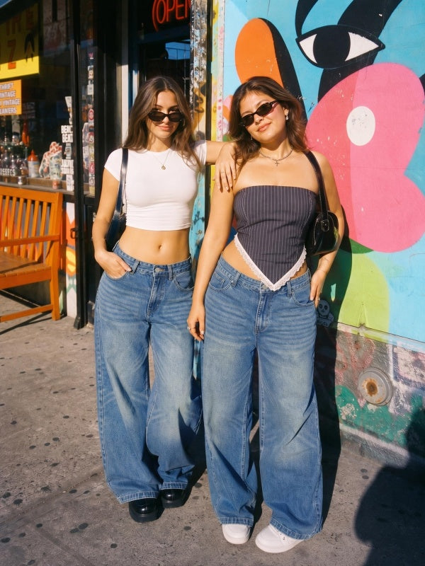 Mid Rise Wide Leg Jeans