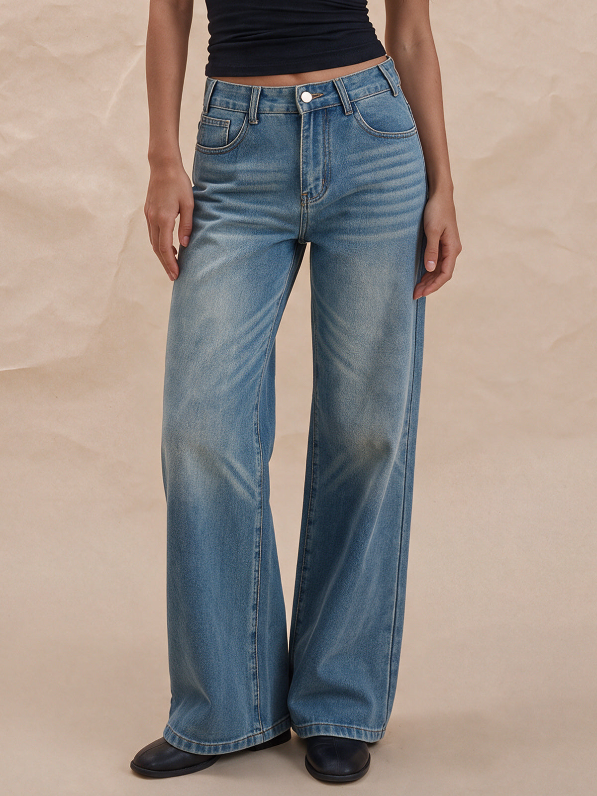 Women's High Waisted Baggy Wide Leg Jeans