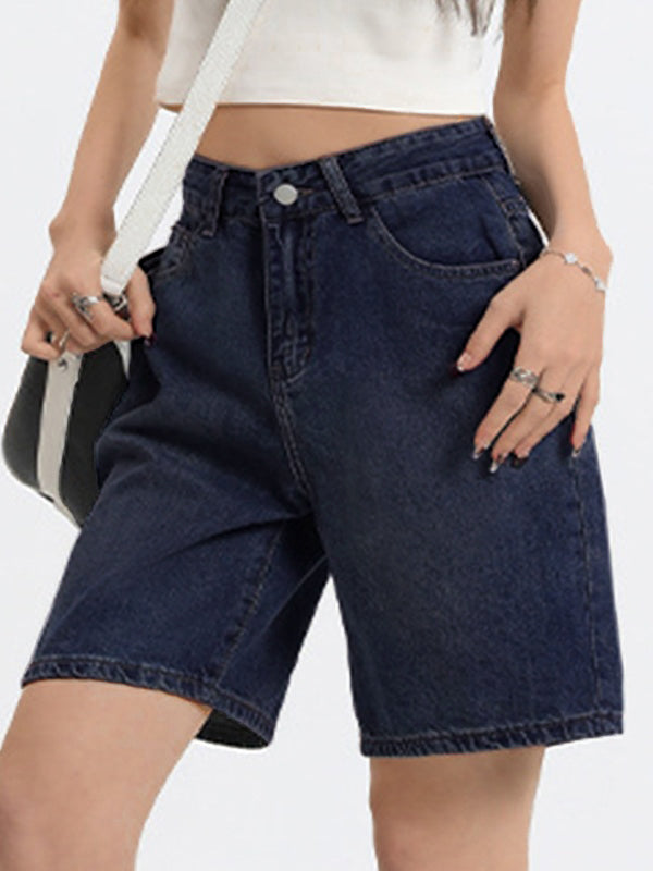 Women's Embroidered Baggy Wide Leg Denim Shorts