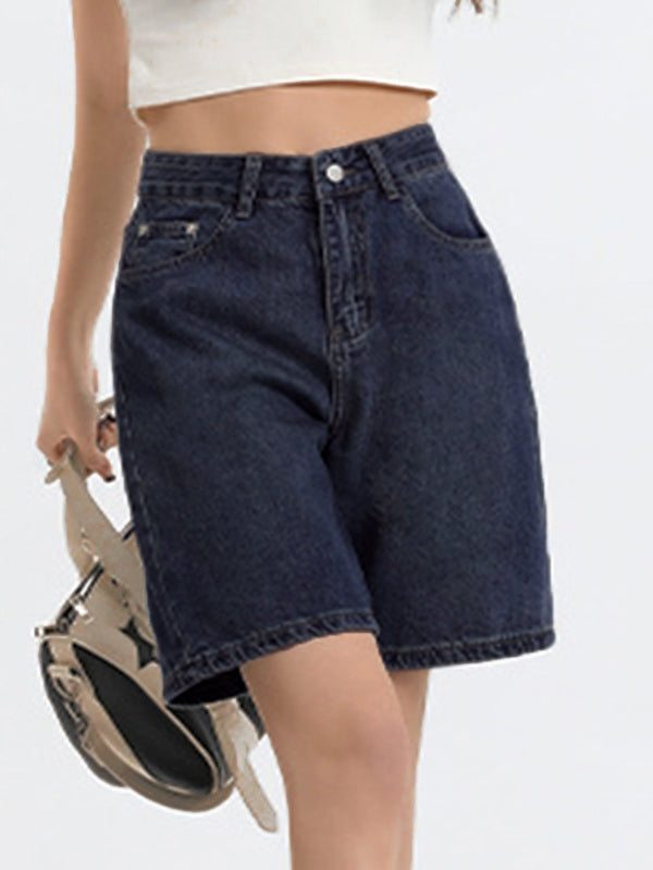 Women's Embroidered Baggy Wide Leg Denim Shorts