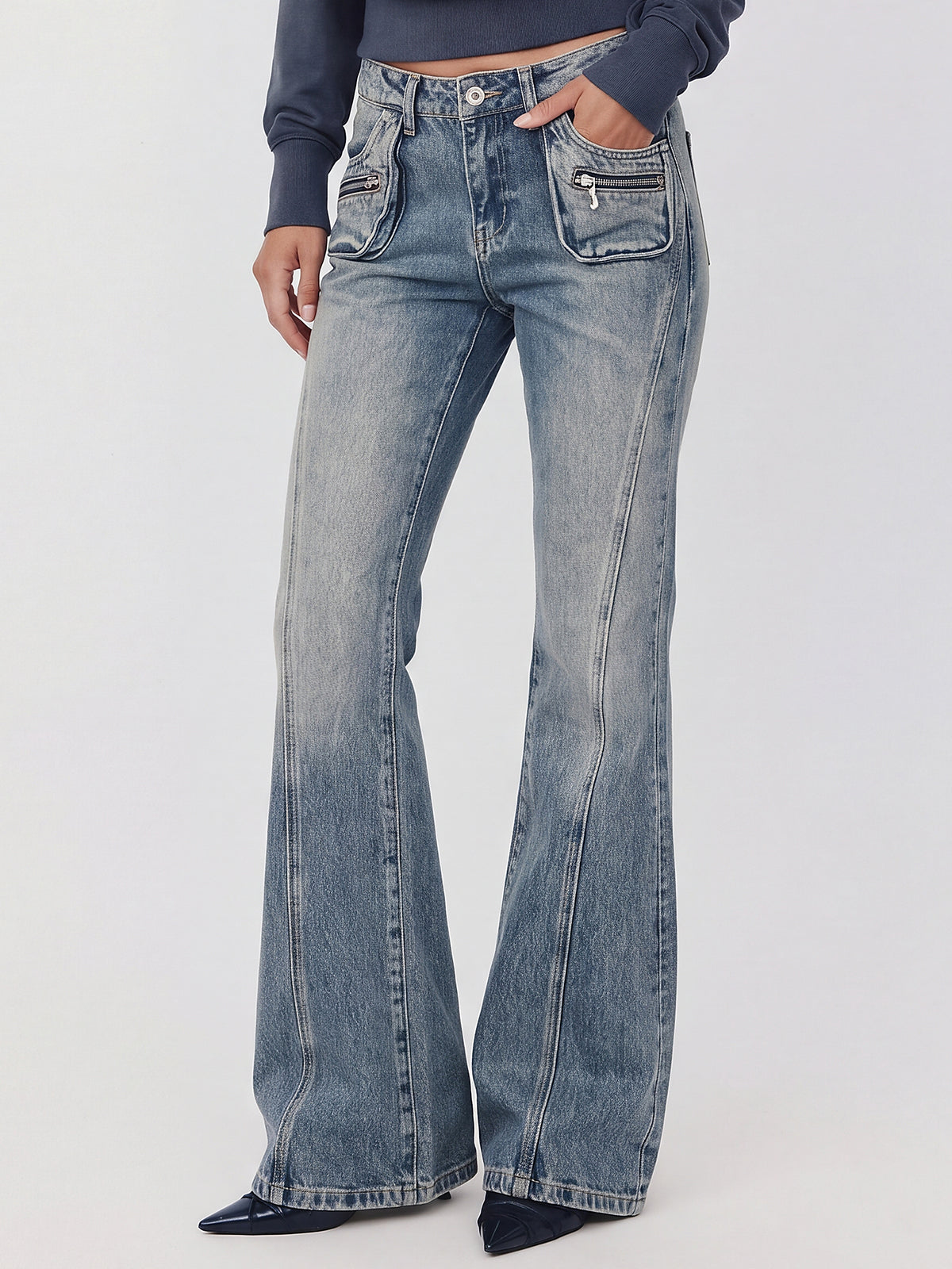 Mid-Low Rise Flare Jeans