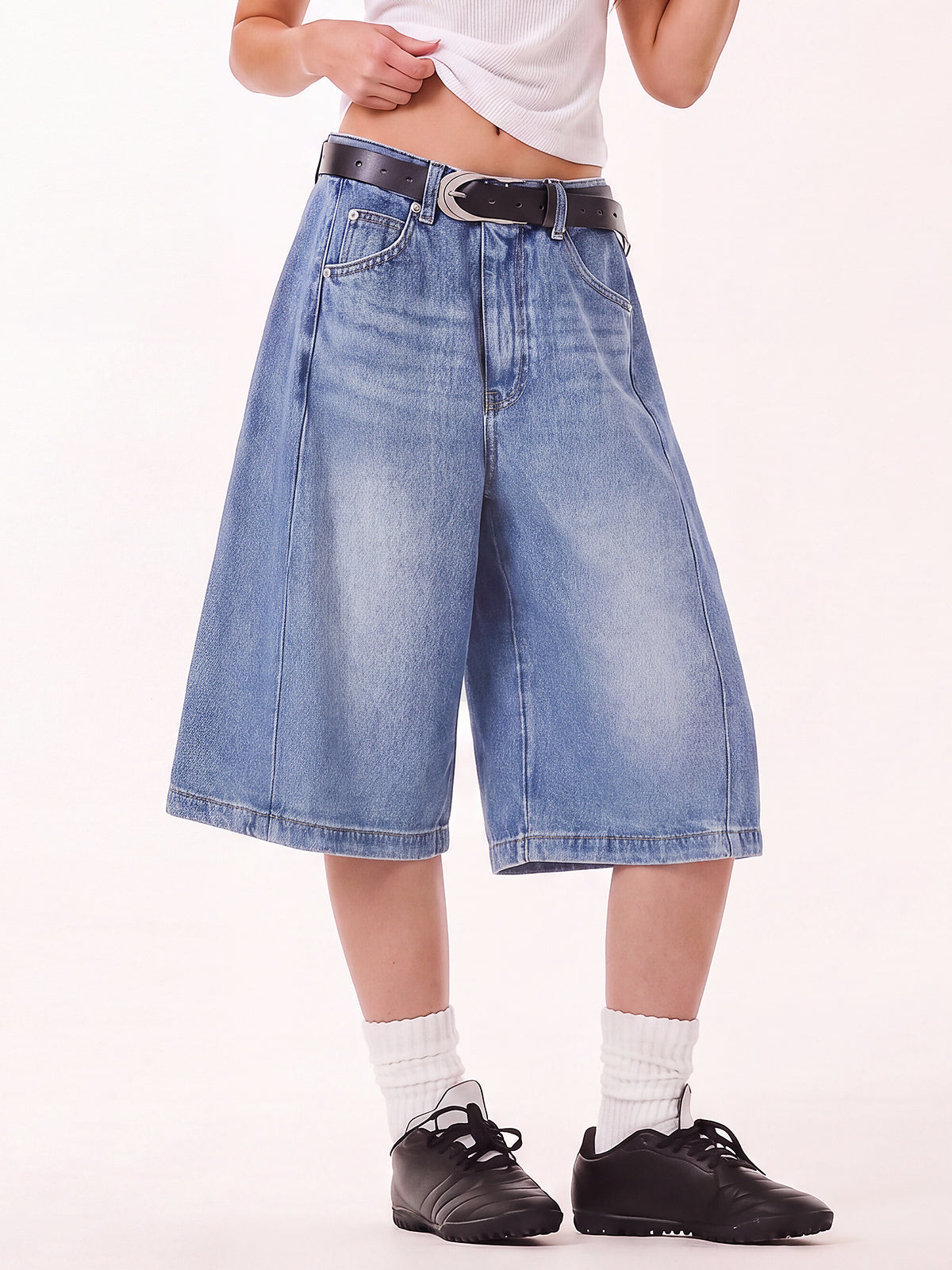 Women Baggy Y2K Wide Leg Bermuda Denim Shorts