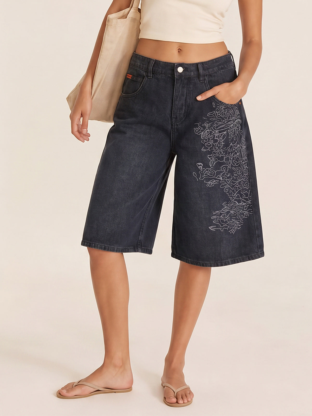 Wide Leg Streetwear Boyfriend Jean with Pockets