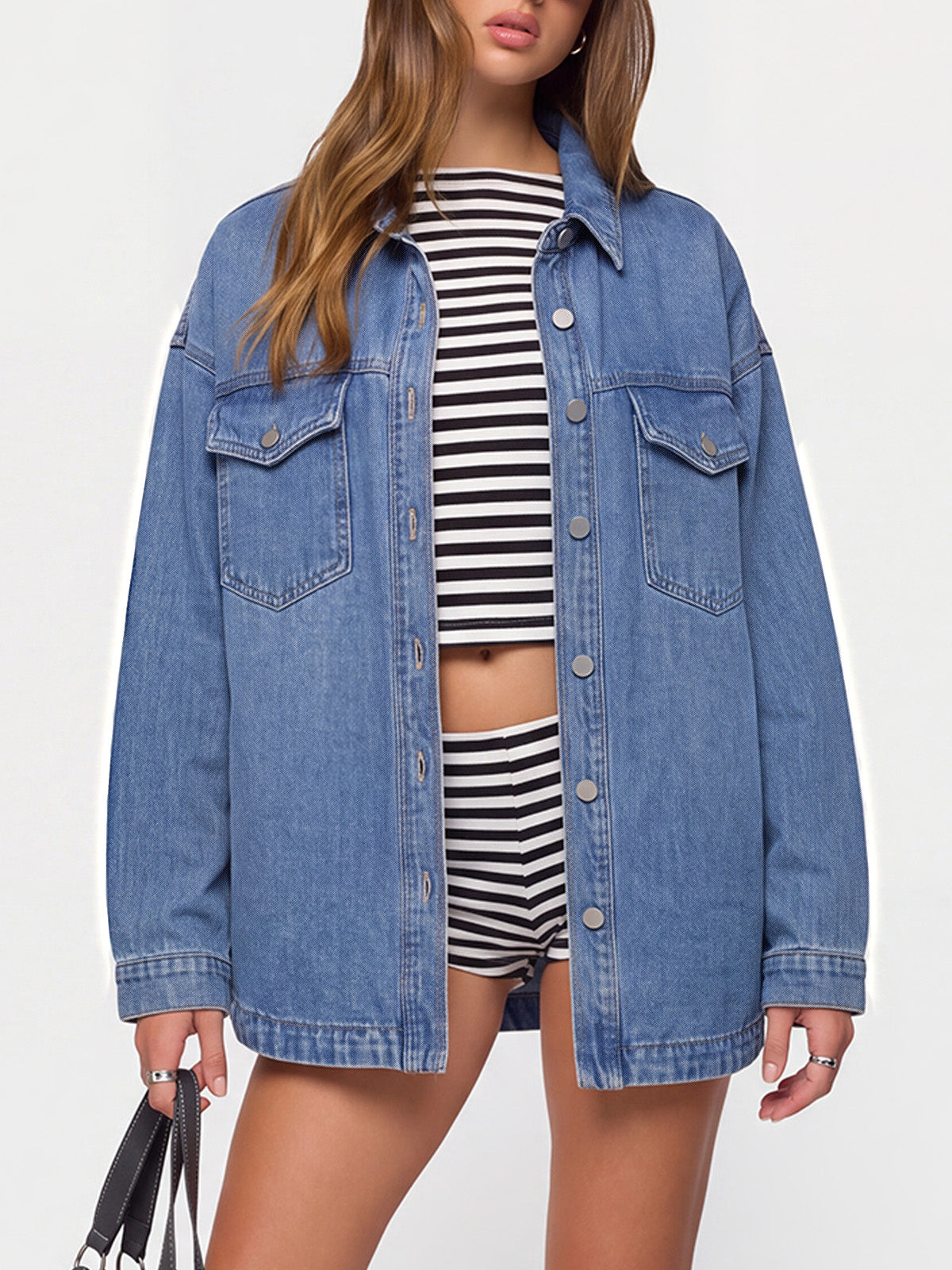 Women Denim Shirts Oversized Long Sleeve