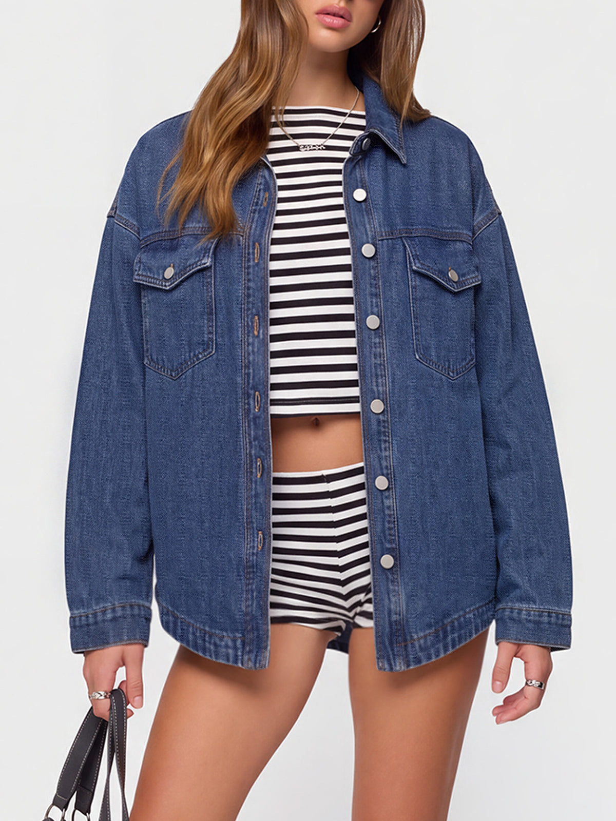 Women Denim Shirts Oversized Long Sleeve