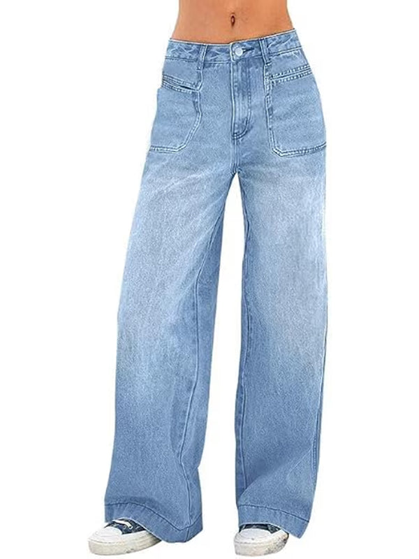 EMMIOL Women's Mid Rise Stretch Wide Leg Baggy Boyfriend Denim Jeans with Pockets