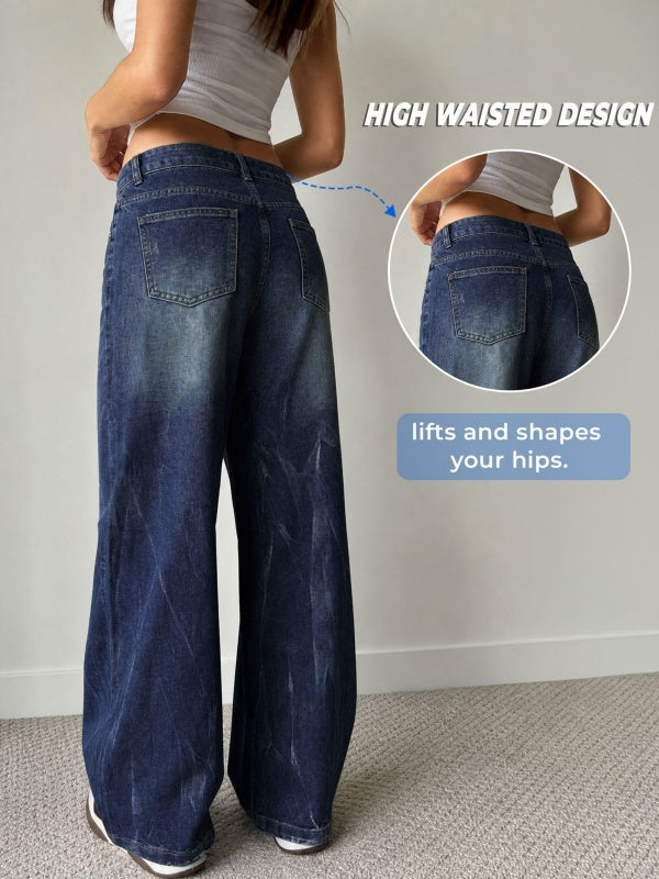 Women High Waisted Wide Leg Jeans