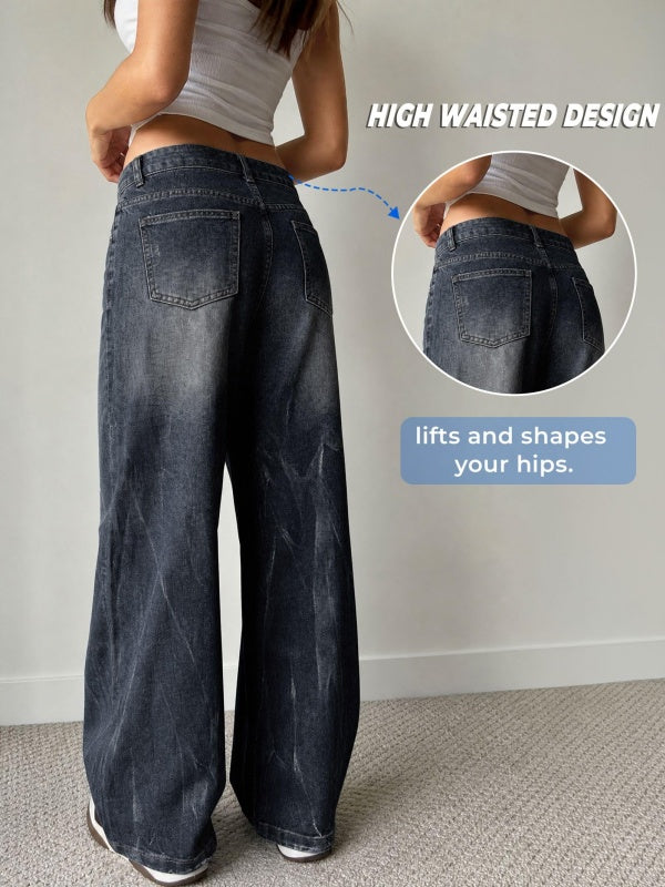 Women High Waisted Wide Leg Jeans