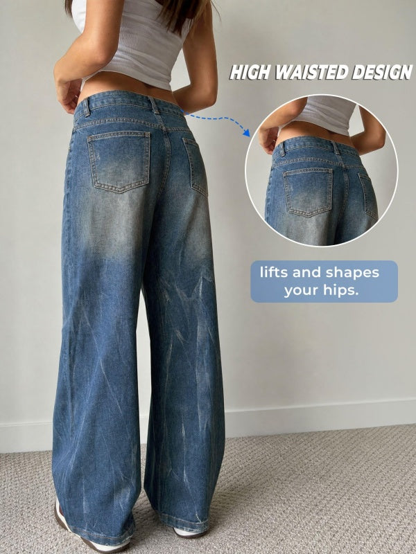 Women High Waisted Wide Leg Jeans