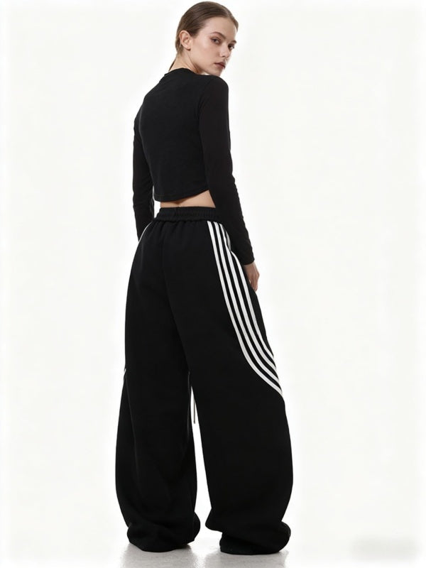 Regular Side Striped Wide Leg Sweatpants