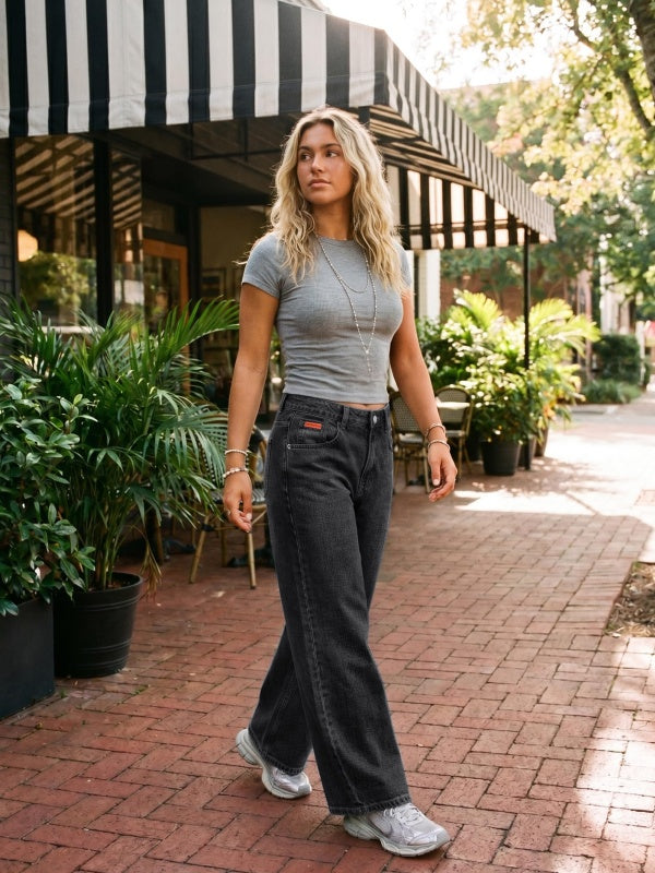 Retro Low-Rise Washed Boyfriend Jeans