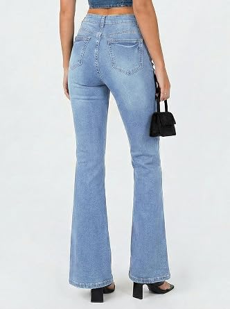 High Waisted Ripped Bootcut Flare Denim Pants