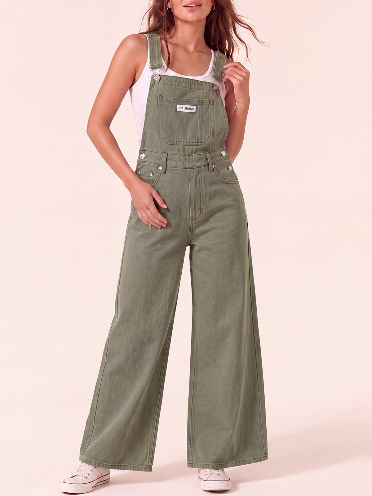 Baggy Wide Leg Denim Overalls