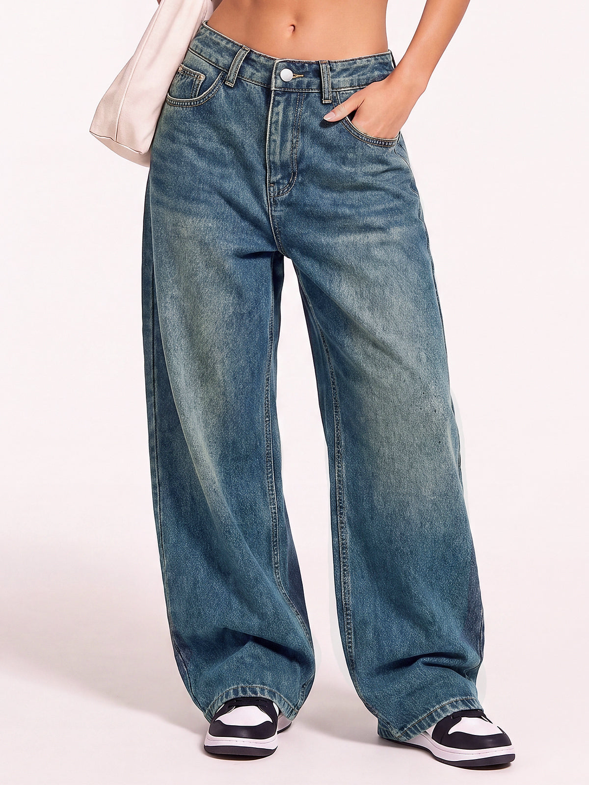 High Waist Streetwear Wide Leg Denim Pants