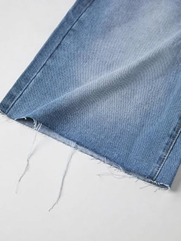 Women High Waisted Denim Bermuda Shorts with Pocket