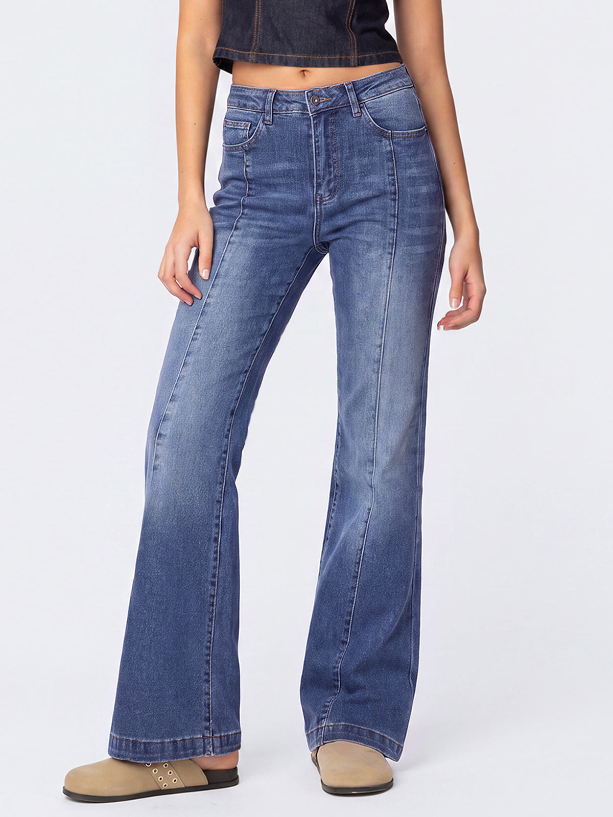 High Waisted Bootcut Flare Denim Pants