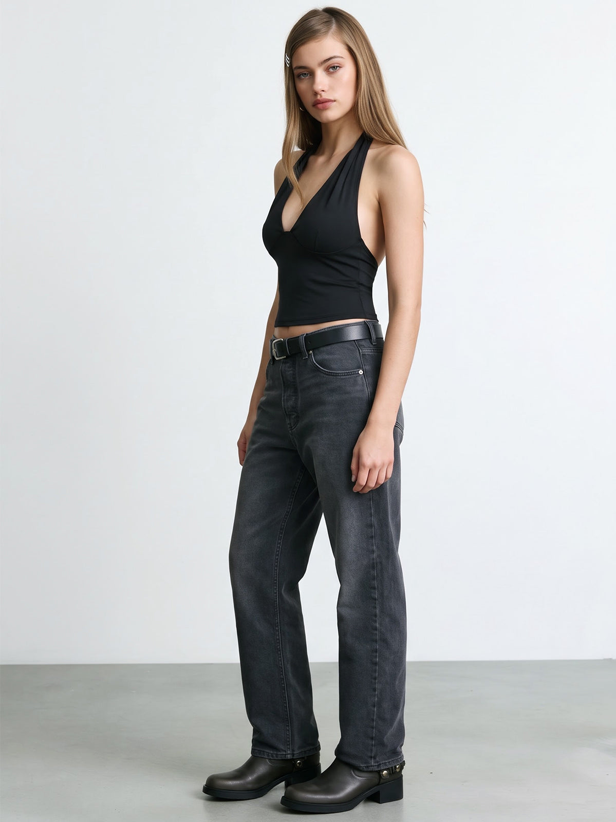 Deep V Neck Backless Halter Tops