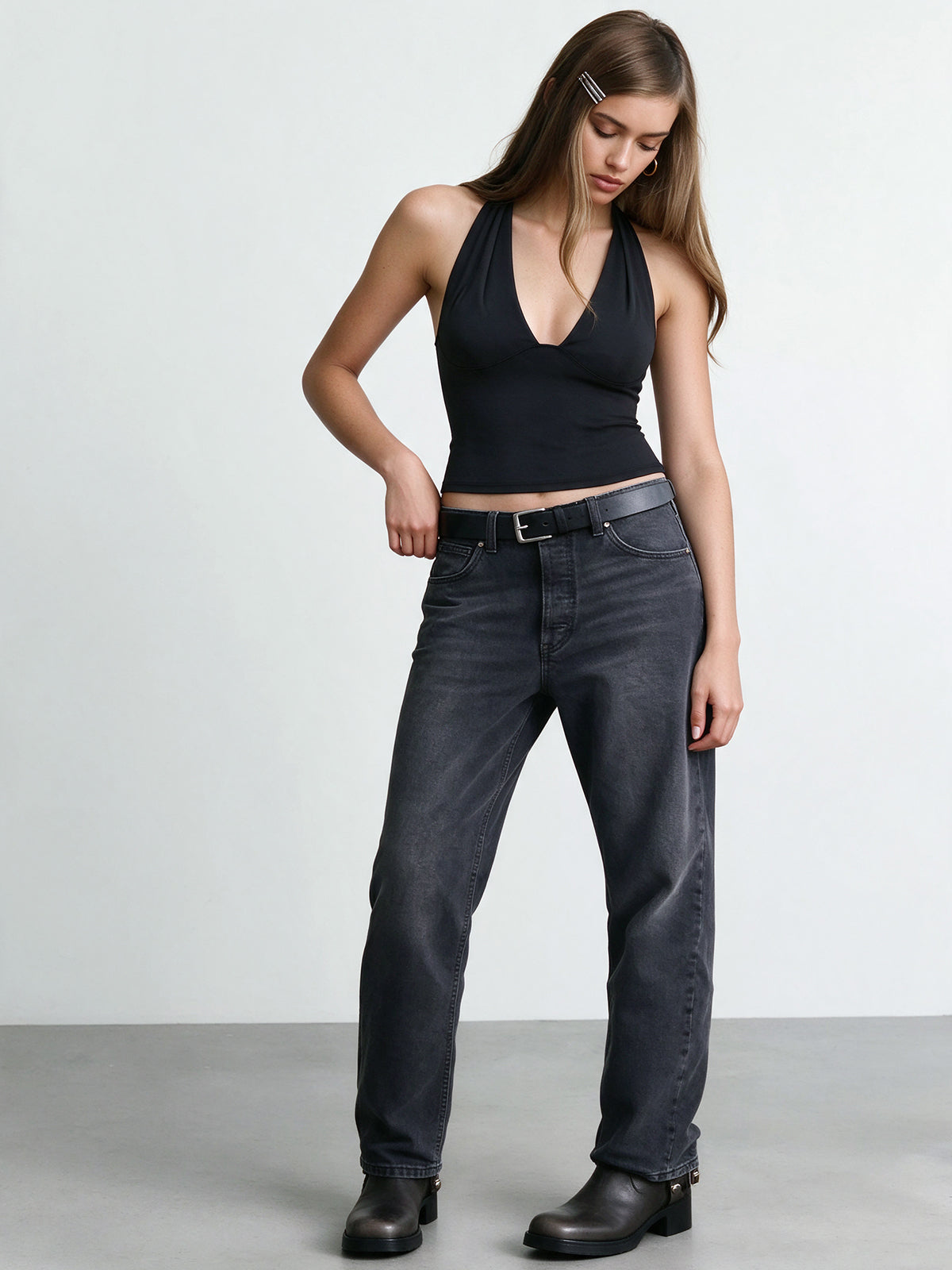 Deep V Neck Backless Halter Tops