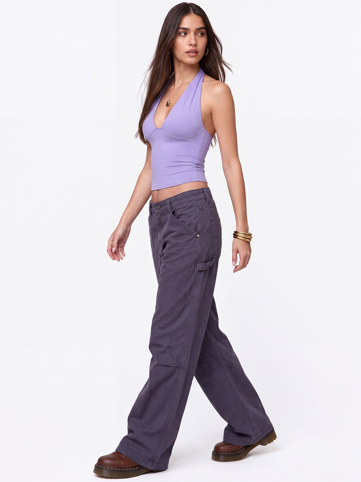 Deep V Neck Backless Halter Tops