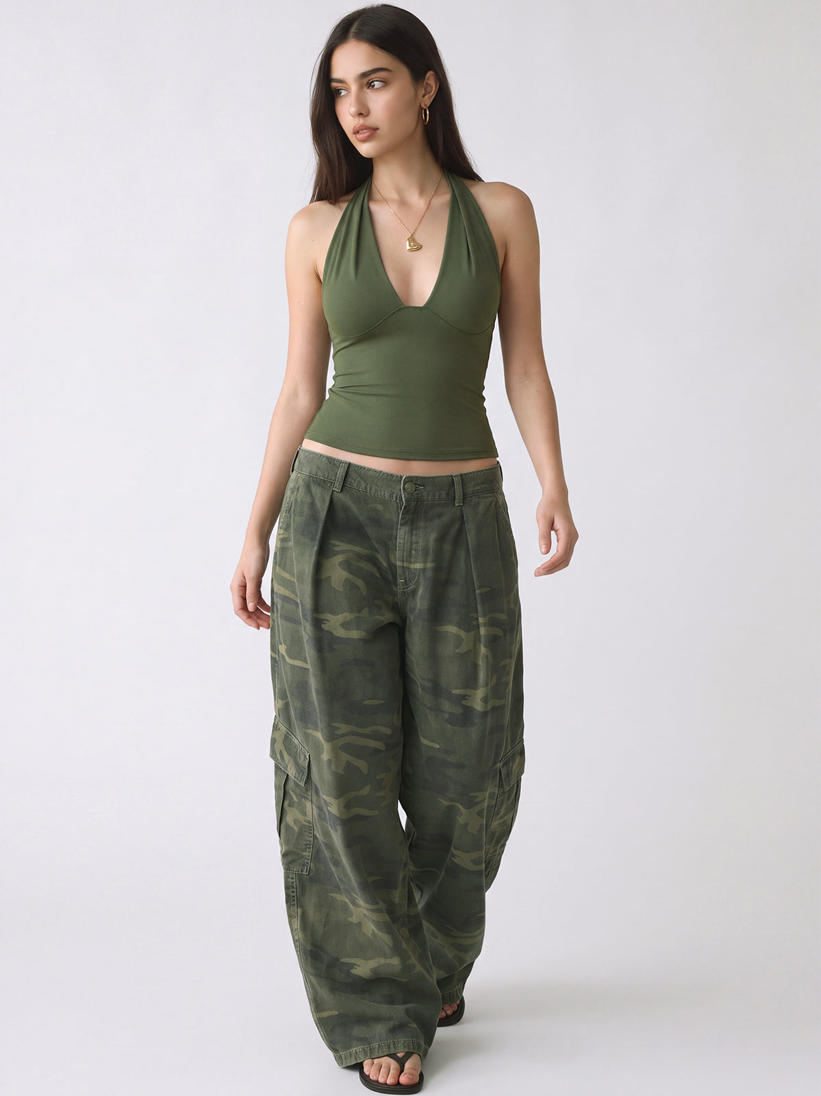 Deep V Neck Backless Halter Tops