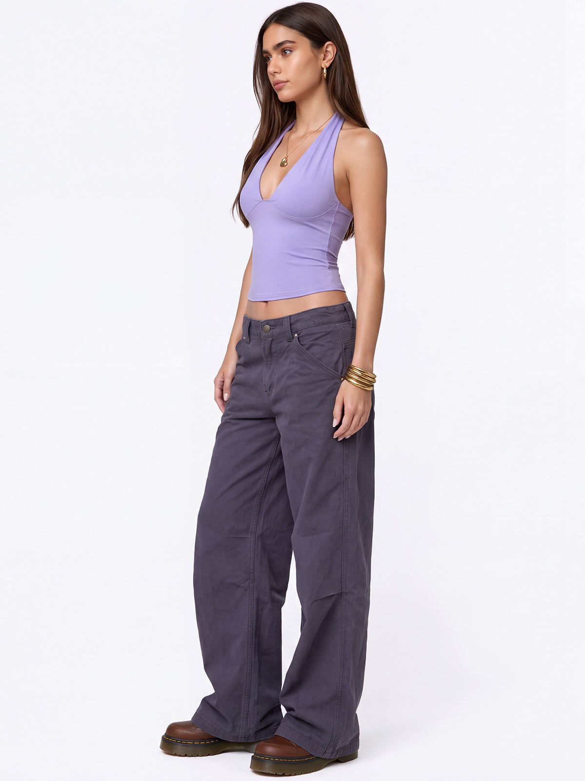 Deep V Neck Backless Halter Tops