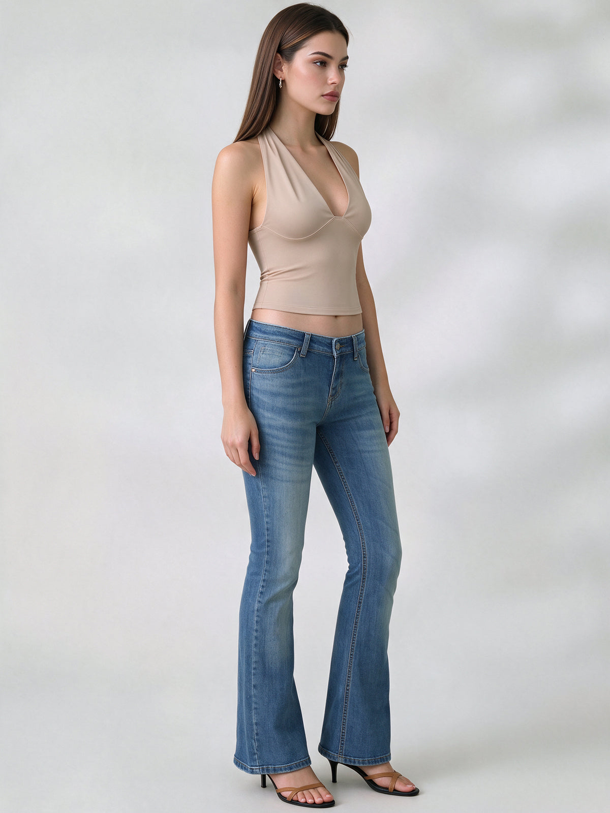 Deep V Neck Backless Halter Tops