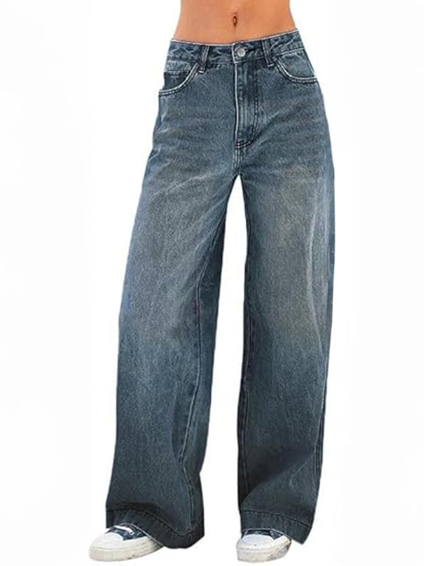 EMMIOL Women's Vintage Y2K Wide Leg Jeans 90s Baggy Boyfriend Style Denim Pants,High Rise Loose Fit Jeans