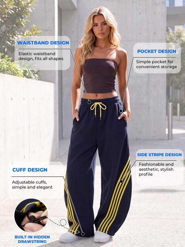 Regular Side Striped Wide Leg Sweatpants
