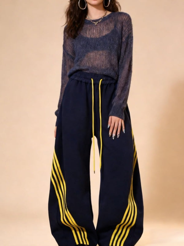 Regular Side Striped Wide Leg Sweatpants