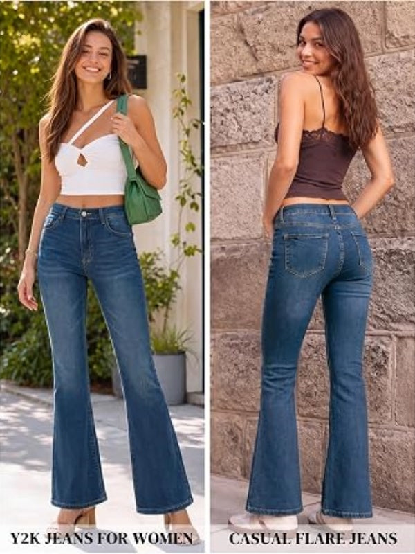 Y2K Mid Rise Stretch Bootcut Flare Denim Pants