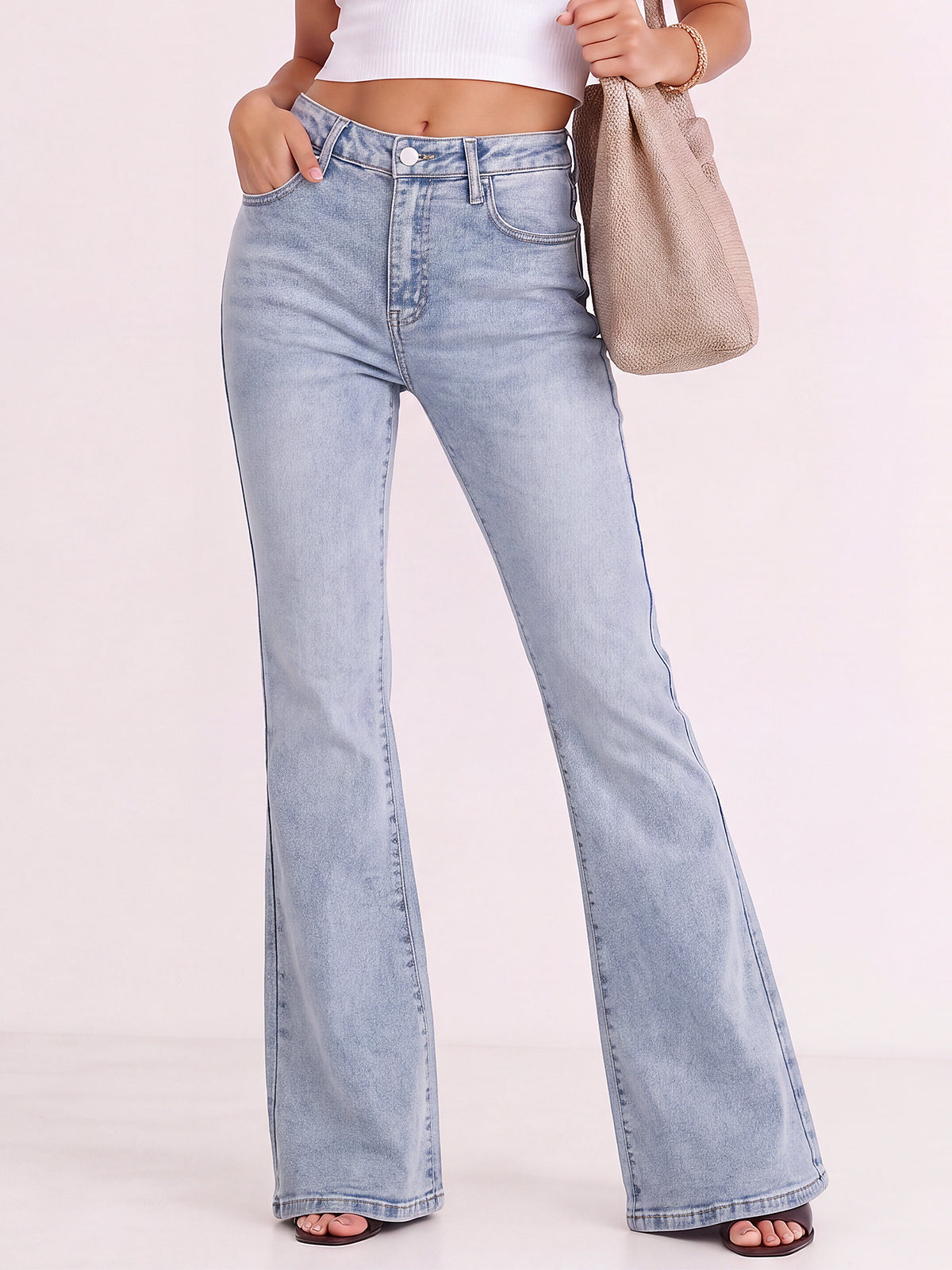 Y2K Mid Rise Stretch Bootcut Flare Denim Pants